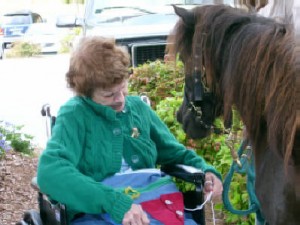and Bishop (miracle pony!) visits with an Alzheimers patient.